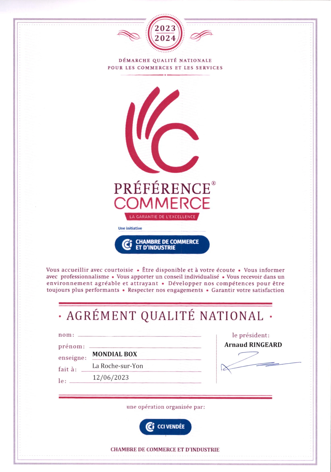 Préférence commerce